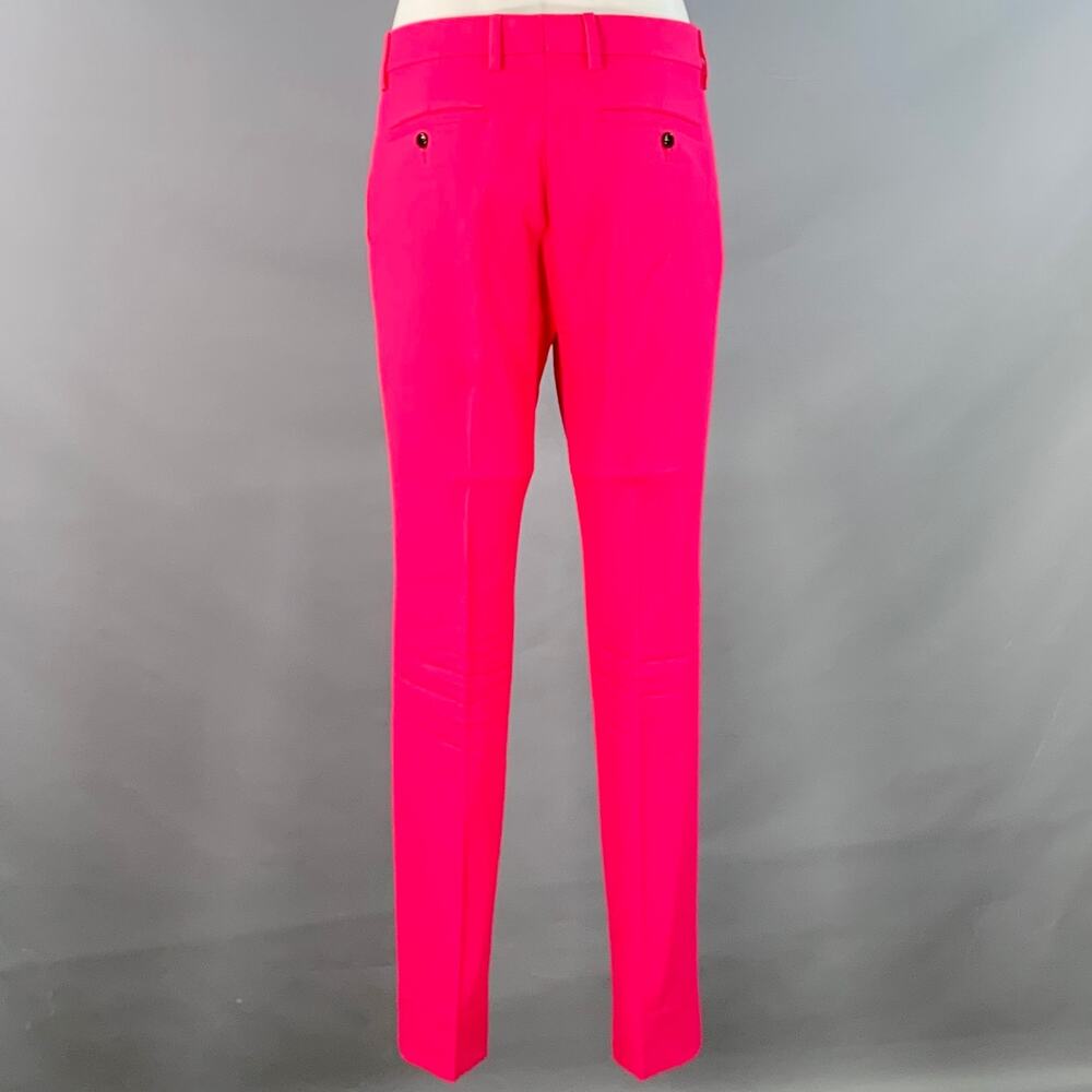 AMI by ALEXANDRE MATTIUSSI Size 36 Fuchsia Pink Black Wool Peak Lapel Suit - Picture 6 of 15